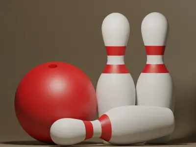 Bowling Ball and Pins Low-poly 3D model