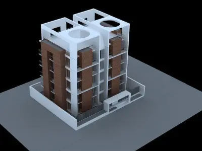 Apartment Model residential building Low-poly 3D model