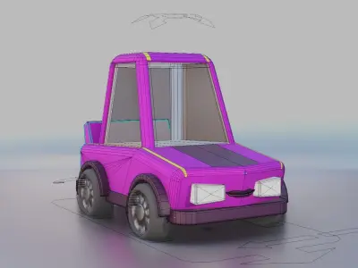 cartoon purpple car Low-poly 3D model