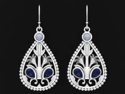 Fountain oxidize earring  3D print model