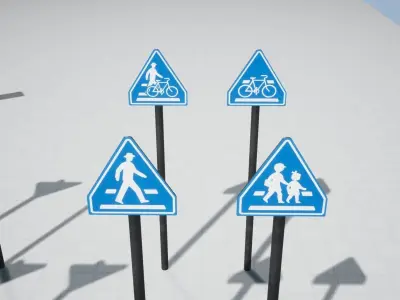 Japanese Street Signs Pack - Over 100 Common Signs Low-poly 3D model