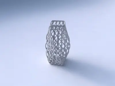Vase twisted quadratic with bubble grid lattice 3D print model