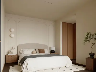 bedroom and bathroom 3D model by aratukishikaku