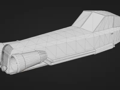 Game ready retro-futuristic car Low-poly 3D model