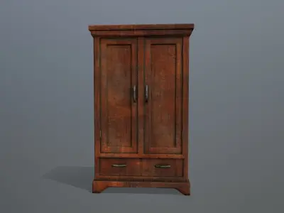 Cabinet 5 wooden wardrobe Low-poly 3D model