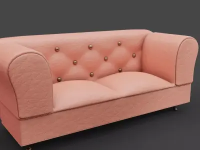 Pink Leather Couch Low-poly 3D model