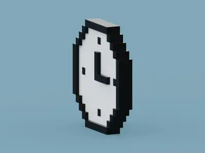 Voxel Black Clock Low-poly 3D model
