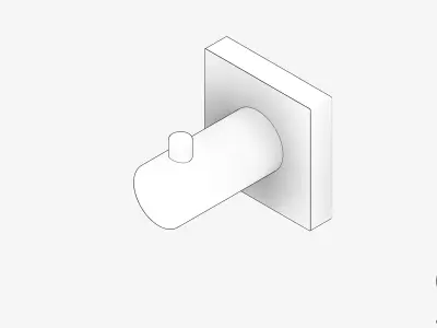 Robe Hook - Luxury - Round - Square Plate Low-poly 3D model