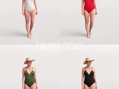  Humano Beautiful Woman in swimsuit sitting pool-2511-032-7274 3D model