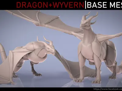 Dragon and Wyvern Base Meshes 3D model