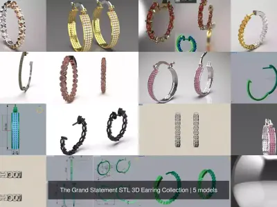 The Grand Statement STL 3D Earring Collection 3D Model Pack