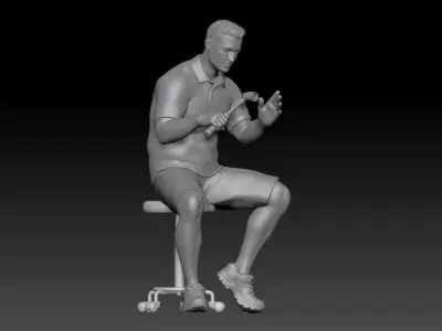 mechanic 1 at work in the garage during the Formula 1 3D print model