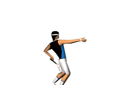 Tennis player lowpoly and animated Low-poly 3D model