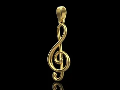 Violin key music note Musical Clef pendant model 998 3D print model