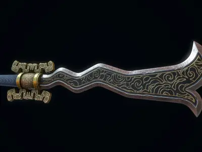 Double-Edged Serpent Spear Low-poly 3D model