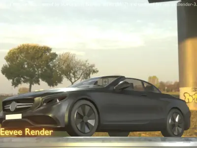 City Car 8 Top-Class Cabrio Open Type-A Black Low-poly 3D model