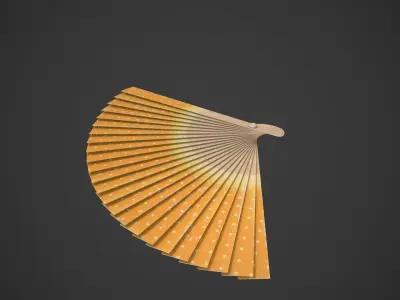 Spotty Orange Wooden Handheld Fan Low-poly 3D model
