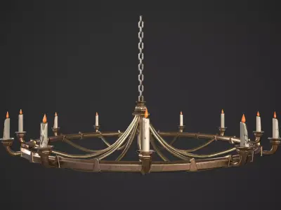 Golden Chandelier Low-poly 3D model