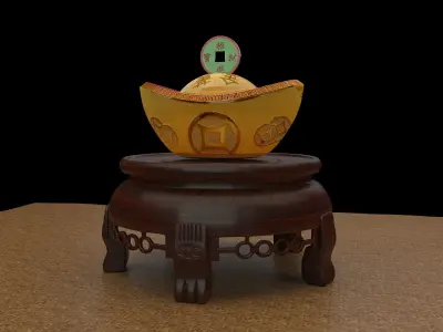 chinese gold ingot  3D model