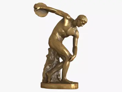 Discobolus Statue - Gold Low-poly 3D model