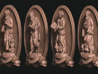 The Four Evangelist Relief - Collection -  CNC -  3D print model