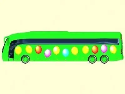 Birthday Balloon Green Bus 11 3D model