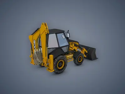 JCB Backhoe loader Rigged Low-poly 3D model