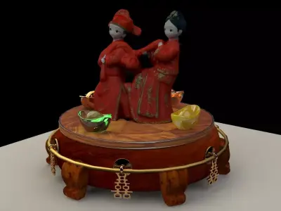 Chinese display stand with wedding couple  3D model