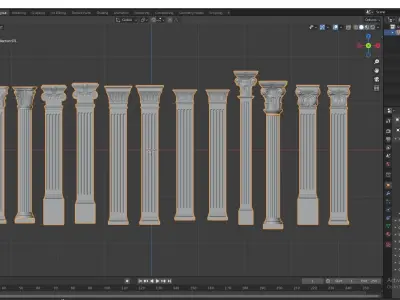 Column Capitals Collection Low-poly 3D model