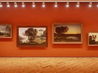 Classical landscape paintings Low-poly 3D model