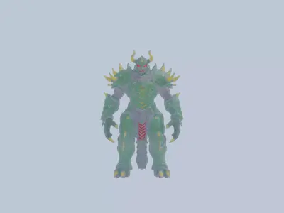  green armor  lizard 3D model