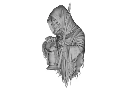 Grim Reaper with Lantern 3D Model for Jewelry Pendant Design 3D print model