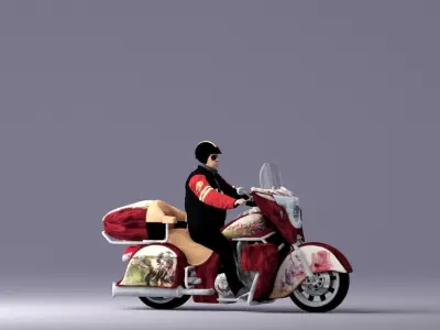 Man on the redish bike 0935 3D model