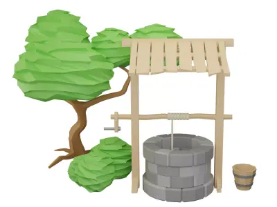 Low Poly Well Free low-poly 3D model