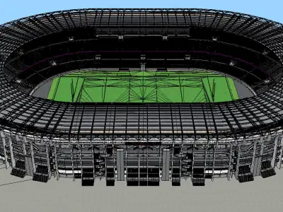Fictional old stadium 2 - national Rugby arena 3D model