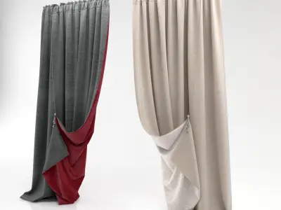 Curtains pair of 3D model
