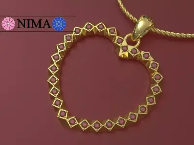 Luxury Golden Heart Pendant Free 3D print model