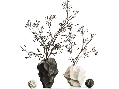  Minimal Stone Vase Set with Natural Texture 3D model