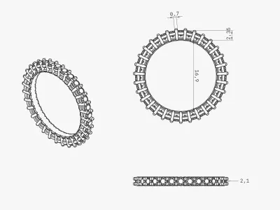 Eternity Ring 2mm Gemstones Prong Set 3D print model