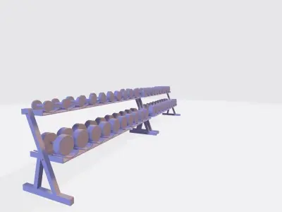 Dumbbell Racks with 40 Dumbbells - 5 to 65 Kg - Gym Equipment 3D model