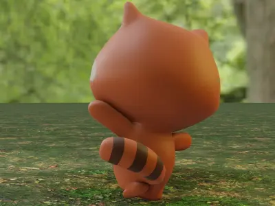 Raccoon rigged 3D model Low-poly 3D model