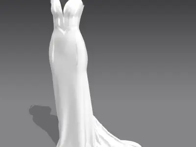 DRESS CORSET BLOUSE STRAP WEDDING DRESS HEART NECKLINE 3D model