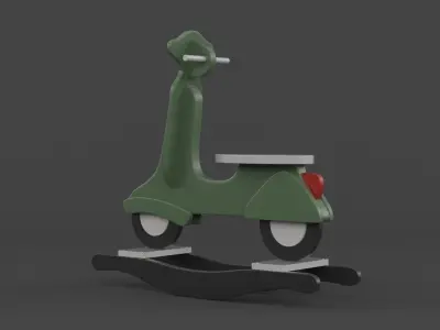 Wooden Rocking Scooter 3D model