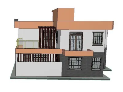 Mansion house with balconies and balconies 3D model