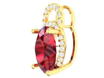 Elegant Oval Gemstone Diamond Pendant for Women 293 3D print model