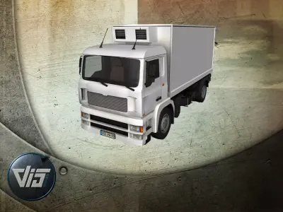 Trucks collection fleet of refrigerated Low-poly 3D model