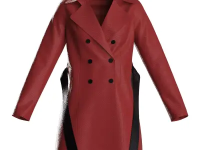 Female raglan leather trench coat 3D model