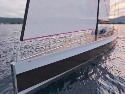 Luxury sailing yacht 50 m Alphaville 3D model