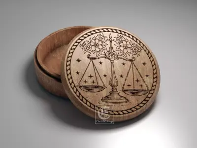 Libra Zodiac Sign V-Carved - Digital Files for CNC Router  3D model