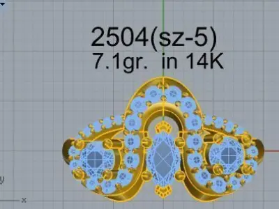 Round Halo Unique Ring 2504 3D print model